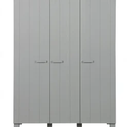 Online WOOOD Dennis 3-deurs kast grenen geborsteld Betongrijs