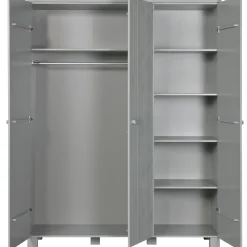 Online WOOOD Dennis 3-deurs kast grenen geborsteld Betongrijs