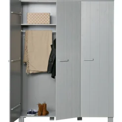 Online WOOOD Dennis 3-deurs kast grenen geborsteld Betongrijs