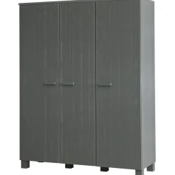 Clearance WOOOD Dennis 3-deurs kast grenen steel grey geborsteld Staalgrijs
