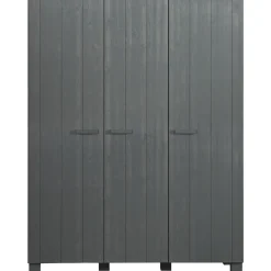 Clearance WOOOD Dennis 3-deurs kast grenen steel grey geborsteld Staalgrijs