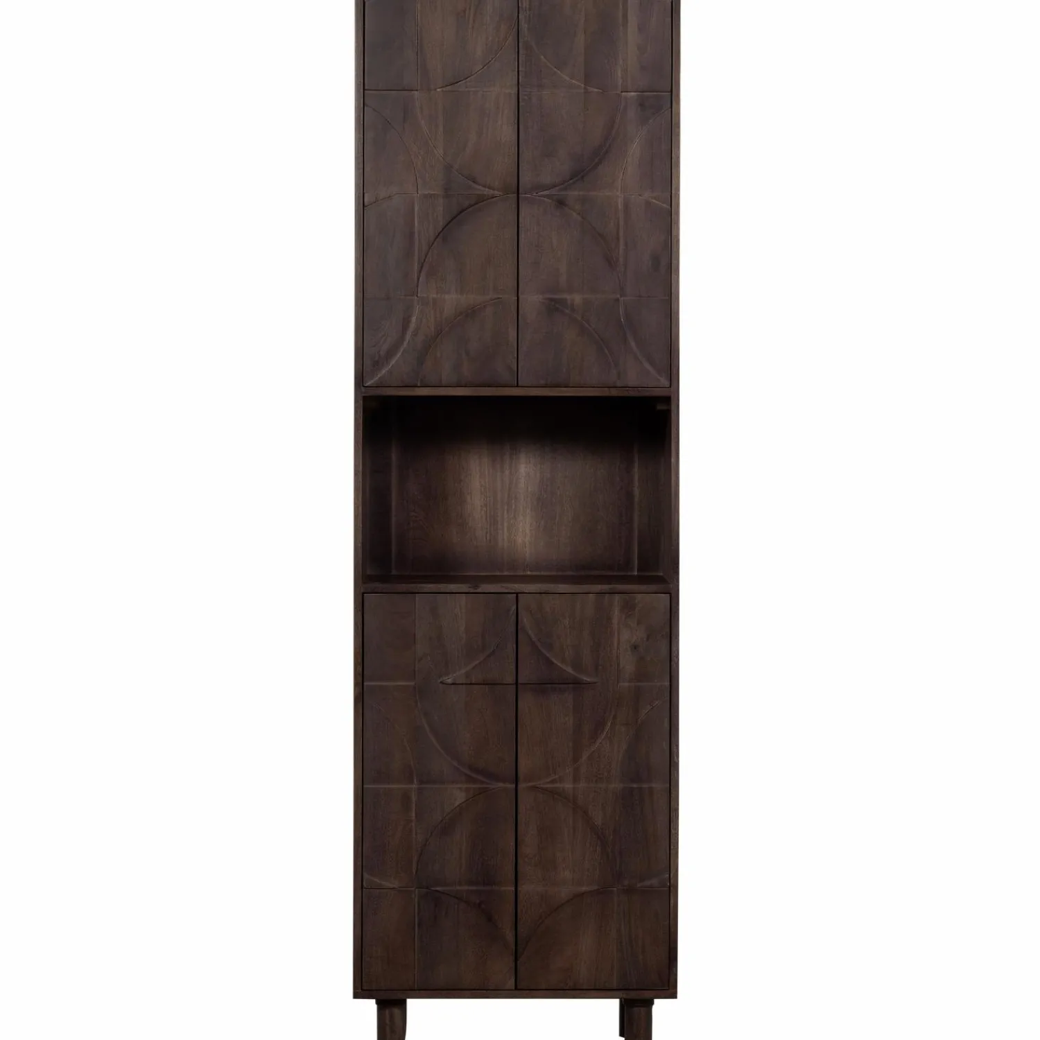 Discount WOOOD Draw 4-deurs opbergkast met open vak mango hout walnoot