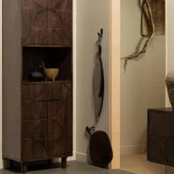 Discount WOOOD Draw 4-deurs opbergkast met open vak mango hout walnoot