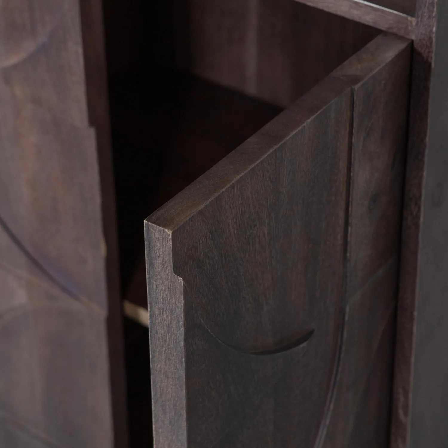 Discount WOOOD Draw 4-deurs opbergkast met open vak mango hout walnoot