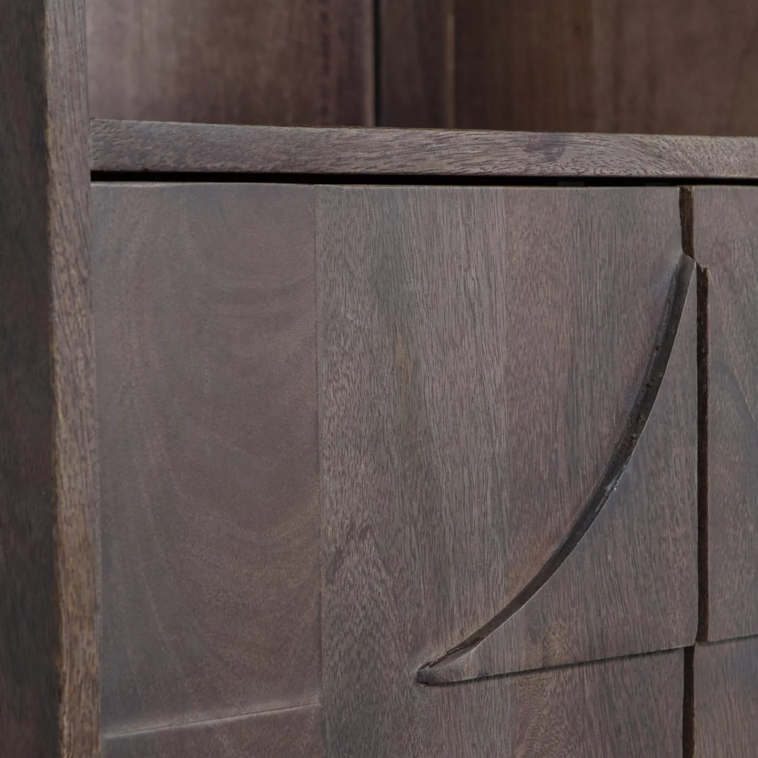 Discount WOOOD Draw 4-deurs opbergkast met open vak mango hout walnoot