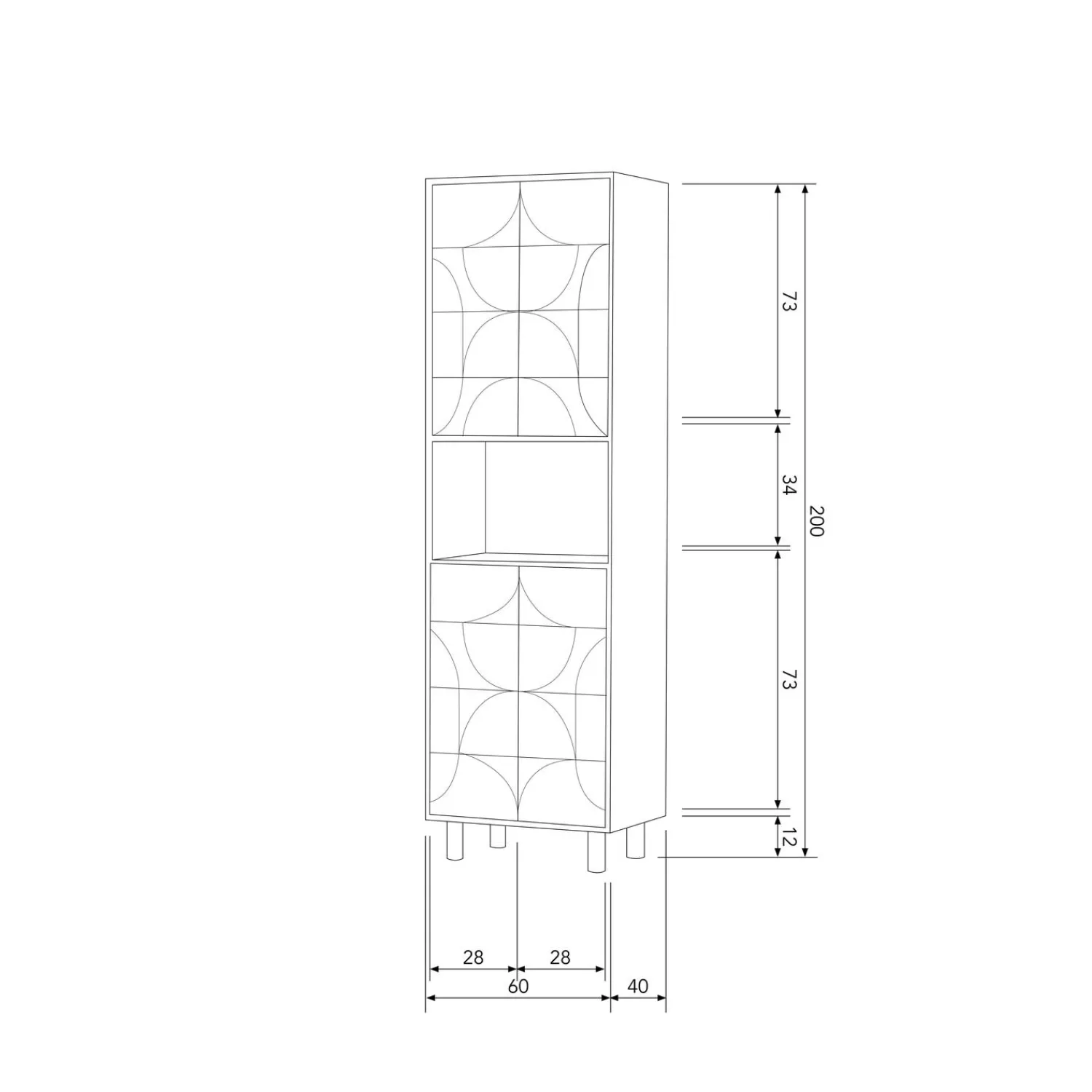 Discount WOOOD Draw 4-deurs opbergkast met open vak mango hout walnoot