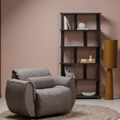 Clearance WOOOD Efia vloerkleed rond wol bruin melange ø200 cm