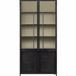 Clearance WOOOD Exhibit XL 2-deurs vitrinekast metaal Zwart