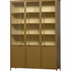 Online WOOOD Exhibit XL 3-deurs vitrinekast metaal Honinggeel