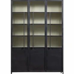 Best WOOOD Exhibit XL 3-deurs vitrinekast metaal Zwart