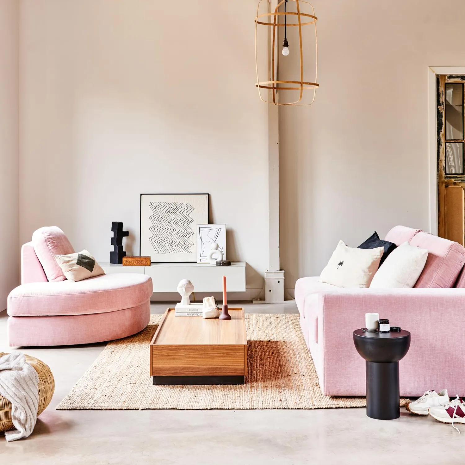 Hot WOOOD Family 1-zits element ronde hoek links Roze