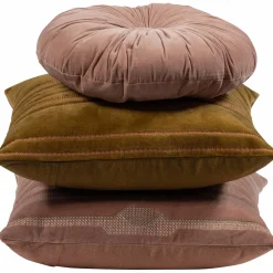 Hot WOOOD Feis kussens velvet roze/naturel - set van 3