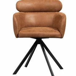 Best WOOOD Fenne draaibare eetkamerstoel leerlook Cognac