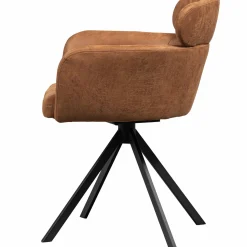 Best WOOOD Fenne draaibare eetkamerstoel leerlook Cognac