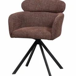 Hot WOOOD Fenne draaibare eetkamerstoel geweven stof kastanje Kastanjebruin