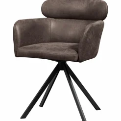 New WOOOD Fenne draaibare eetkamerstoel leerlook Zwart/grijs