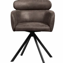 New WOOOD Fenne draaibare eetkamerstoel leerlook Zwart/grijs