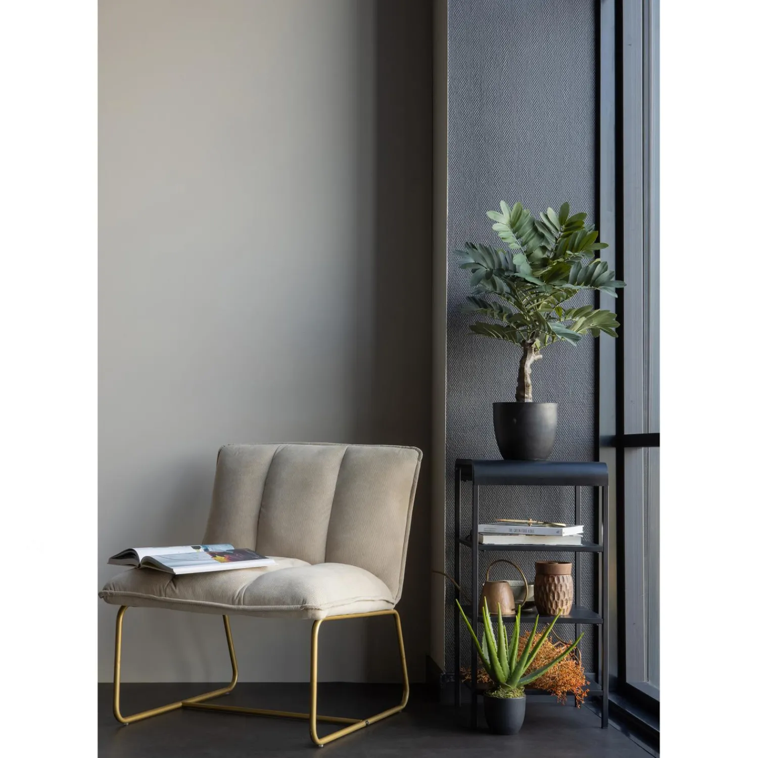 Online WOOOD Fie fauteuil ribstof zand