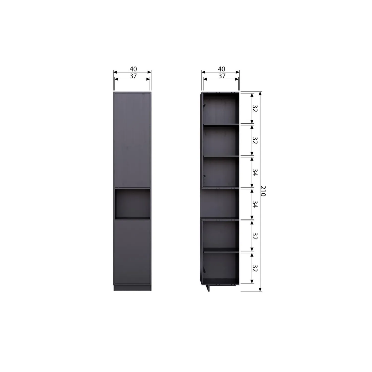 Online WOOOD Finca opbergkast 40 cm grenen diepzwart