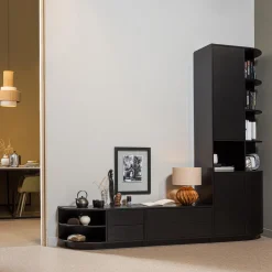 Sale WOOOD Finca opbergkast rond rechts 78 cm grenen diepzwart