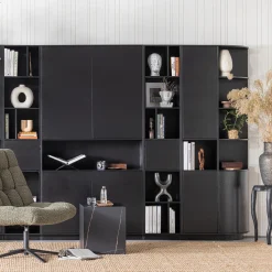 Sale WOOOD Finca tv meubel rond links 78 cm grenen diepzwart