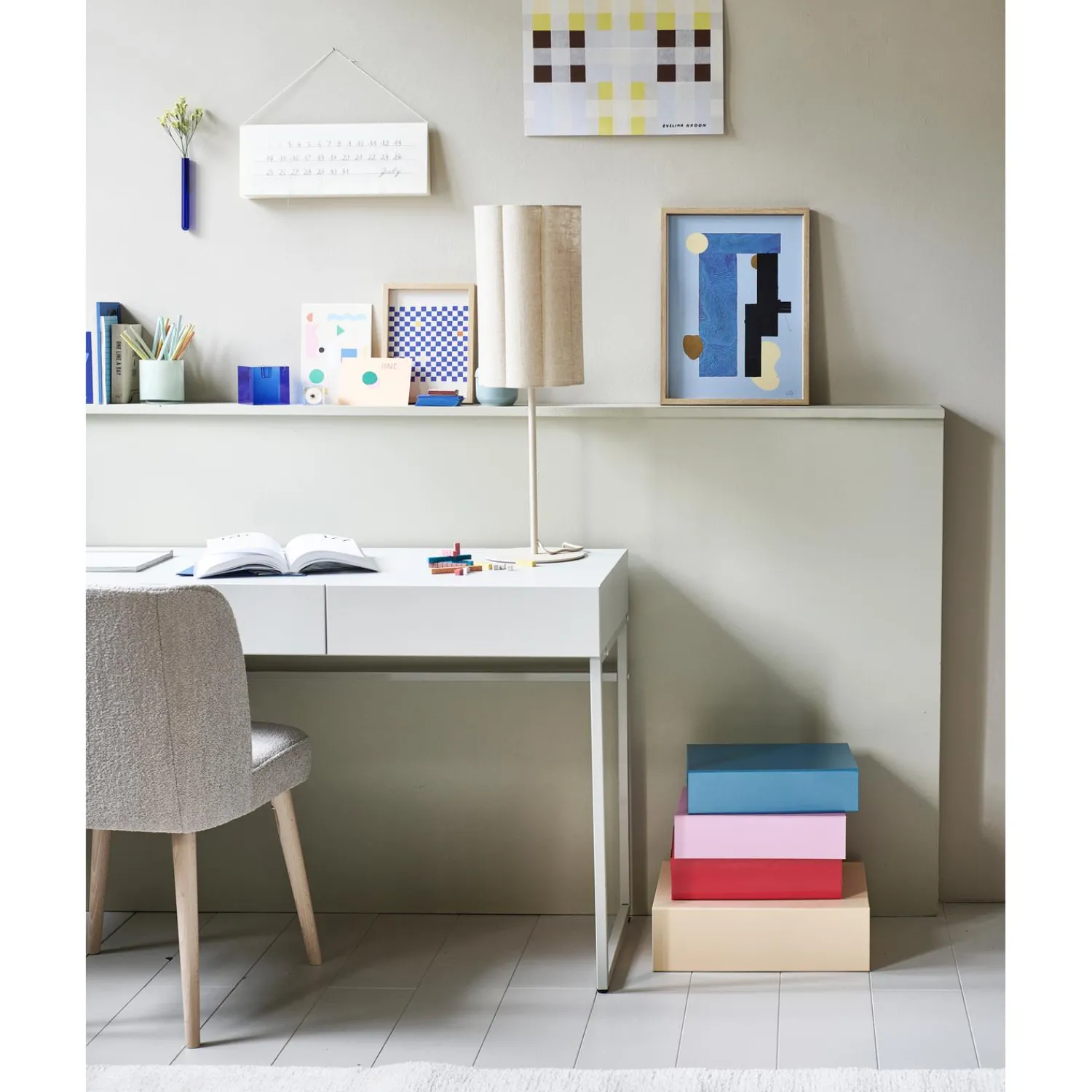 Hot WOOOD Force eetkamerstoel bouclé Grijs