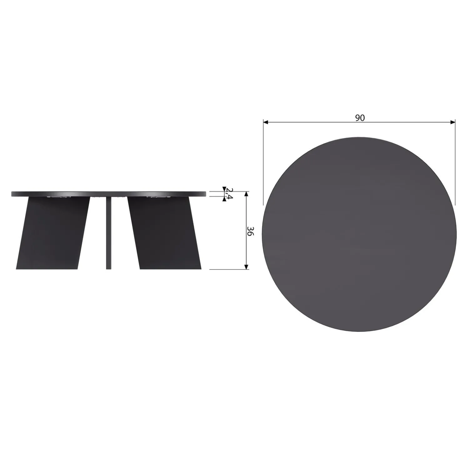 Outlet WOOOD Fries salontafel ø90 cm eiken blacknight