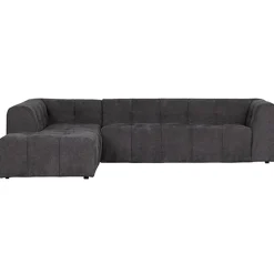 Hot WOOOD Grid hoekbank links geweven stof Donkergrijs