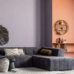 Sale WOOOD Grid hoekbank rechts geweven stof Donkergrijs