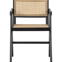 Hot WOOOD Gunn eetkamerstoel rattan/hout zwart