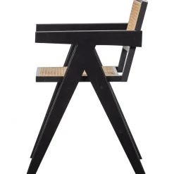 Hot WOOOD Gunn eetkamerstoel rattan/hout zwart