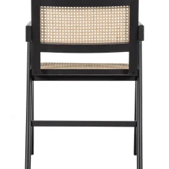 Hot WOOOD Gunn eetkamerstoel rattan/hout zwart