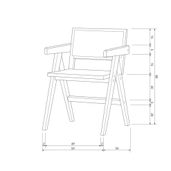 Hot WOOOD Gunn eetkamerstoel rattan/hout zwart