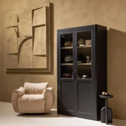 Outlet WOOOD Gunnar buffetkast grenen /mud Matzwart