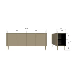 WOOOD Gunnar dressoir 200 cm grenen Mud