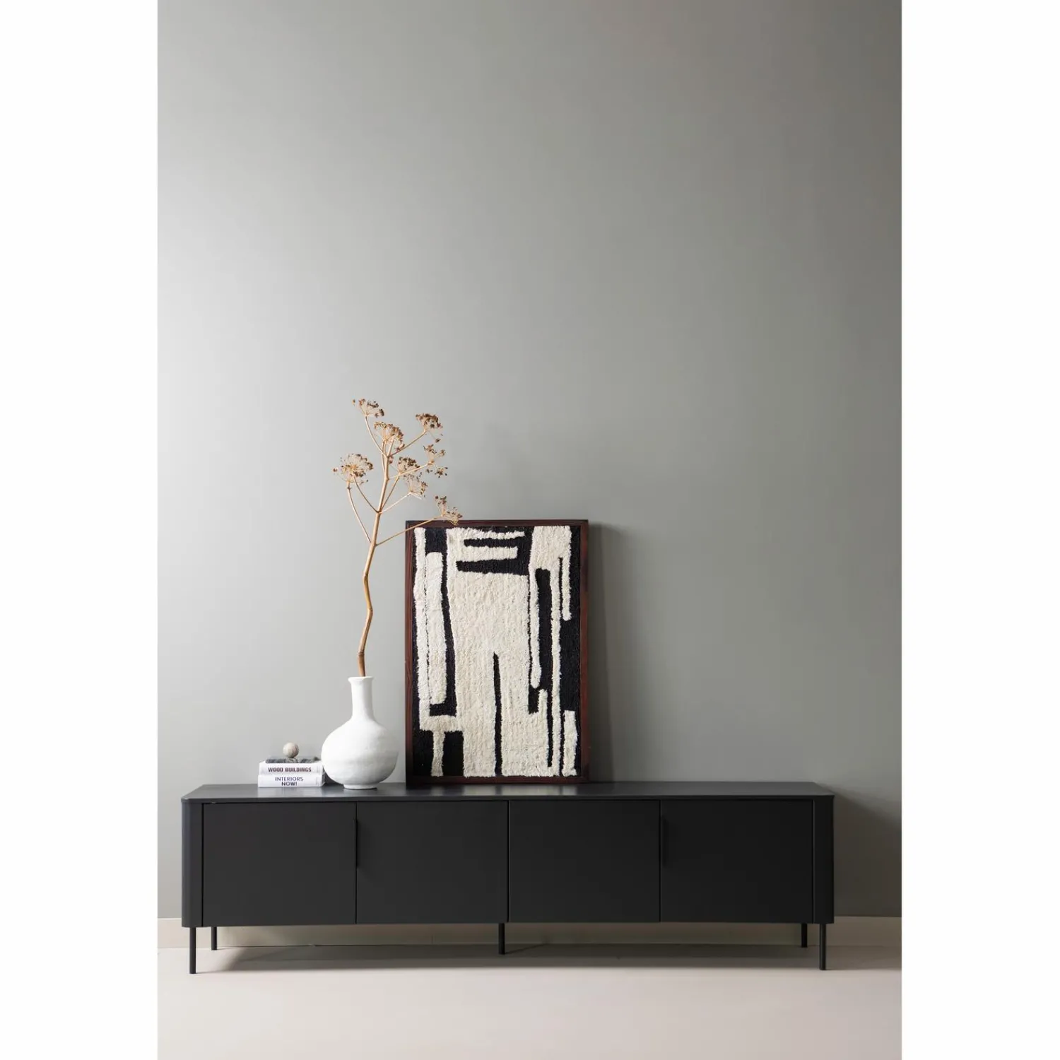 Online WOOOD Gunnar tv meubel 200 cm grenen Matzwart