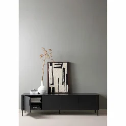 Online WOOOD Gunnar tv meubel 200 cm grenen Matzwart