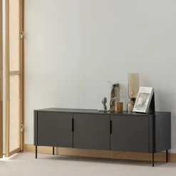 Discount WOOOD Gunnar tv meubel 154 cm grenen Matzwart