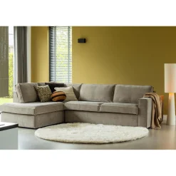 Online WOOOD Hajo hoekbank links ribstof clay Kleigrijs