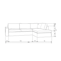 Best WOOOD Hajo hoekbank rechts bouclé naturel