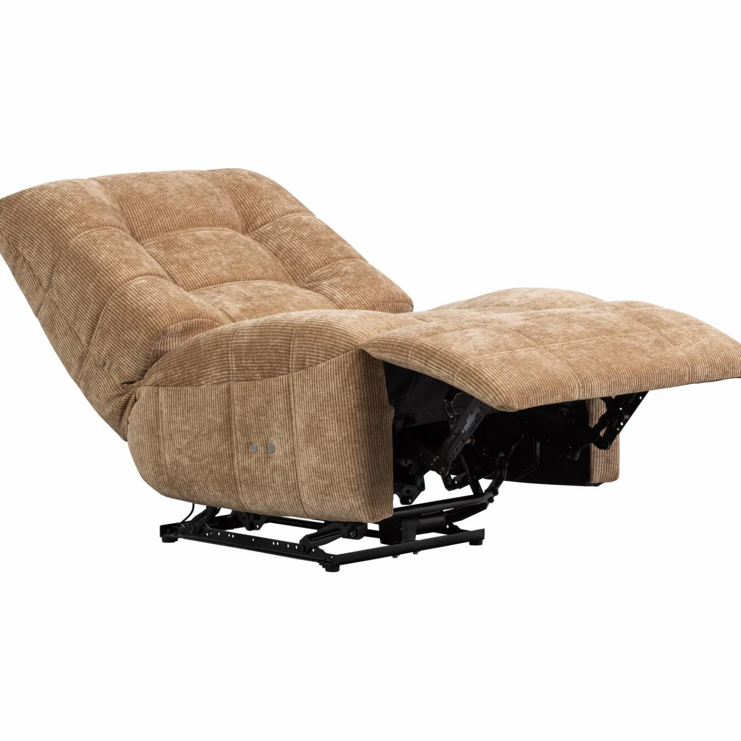 Hot WOOOD Hein relaxfauteuil elektrisch geweven rib Lichtbruin