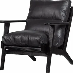 WOOOD Houston fauteuil echt leer Zwart
