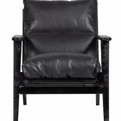 WOOOD Houston fauteuil echt leer Zwart
