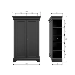 New WOOOD Isabel brocante kast grenen Matzwart