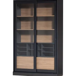 Clearance WOOOD James vitrinekast zwart/walnoot