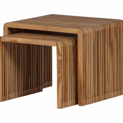 Online WOOOD Jasmijn bijzettafel recycled teak naturel - set van 2