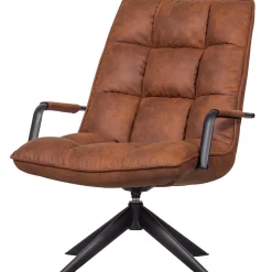 Discount WOOOD Jouke draaifauteuil met armleuning leerlook cognac