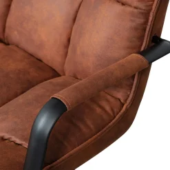 Discount WOOOD Jouke draaifauteuil met armleuning leerlook cognac