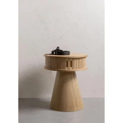 Outlet WOOOD Karri nachtkastje rond hout naturel