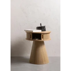 Outlet WOOOD Karri nachtkastje rond hout naturel